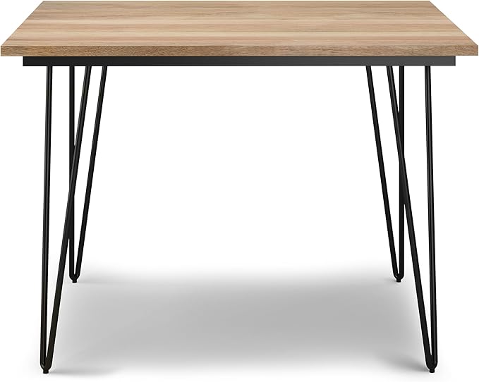 SIMPLIHOME Hunter SOLID MANGO WOOD and Metal 42 Inch Wide Square Industrial Dining Table in Natural, For the Dining Room - LeafyLoom