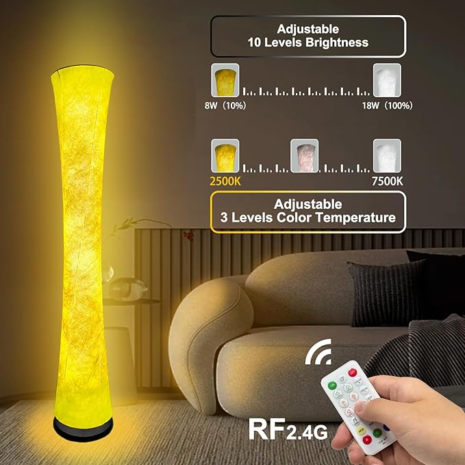 Floor Lamp, floor lamps for living room, floor lamp for bedroom, standing lamp, RGB Color Changing, Music Sync, APP Remote Control, 62'' Standing Lamp for Living Room,see installation video here - LeafyLoom