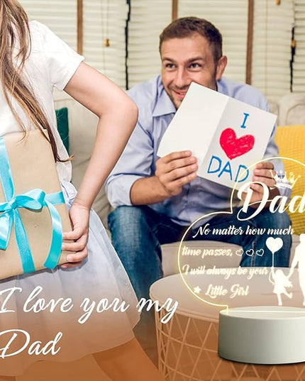 BeneCharm Fathers Day Night Light Gifts for Dad from Daughter and Son, Gifts for Dads Who Have Everything, Dad Birthday Gifts, Best Dad Ever Gifts- Engraved Night Light with Base - LeafyLoom