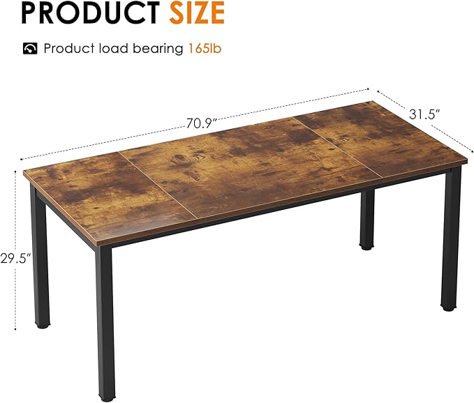 Need 70.8 Inch Executive Office Desk, Large Stylish Computer Desk, Simple Study Writing Desk, Workstation Business Furniture for Home Office, Rustic Brown - LeafyLoom