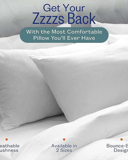 Sleep Restoration Gel Pillow - (2 Pack Queen) Best Hotel Quality Comfortable and Plush Cooling Gel Fiber Filled Pillow - LeafyLoom