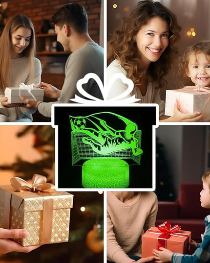 Soccer Night Light,Soccer Gifts for Kid,3D Soccer Lamp,Kids Bedside Lamp,16 Color Change Decor Lamp with Remote & Smart Touch, Gifts for Christmas Birthday Boys Men Girls - LeafyLoom