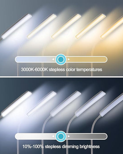Dimunt LED Floor Lamp, 15W Bright Floor Lamps for Living Room with 1H Timer, Dimmable 3000K-6000K Colors & Brightness Standing Lamp with Remote Push Button, Reading Floor Lamps for Home Office- Grey - LeafyLoom