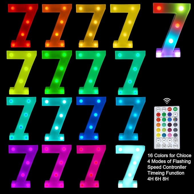 Letter LED Lights, 16 Colors Changing LED Marquee Letter Lights, Dimmable Night Lights for Wedding, Birthday, Holiday, Party, Bar, Christmas Decoration,Dorm Room Decor-Multicolor 7 - LeafyLoom