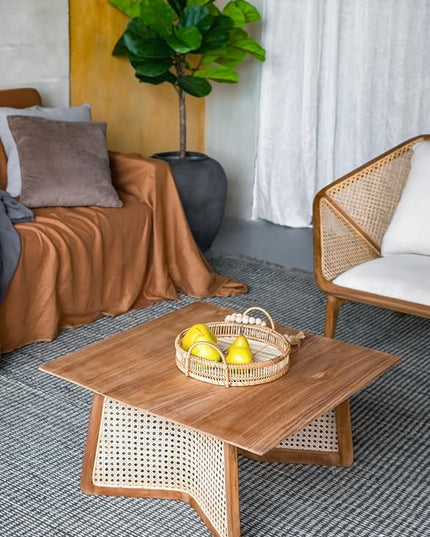NicBex Coffee Table Wooden Coffee Table with Storage Square Center Tables with Natural Legs Dining Table for Living Room, Dining Room, Office, and Bedroom,27.6" W, Natural Wood+Brown - LeafyLoom