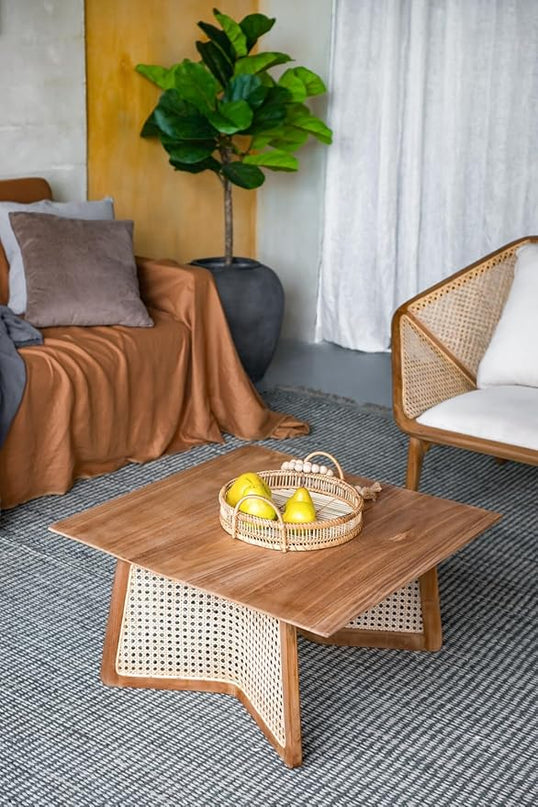 NicBex Coffee Table Wooden Coffee Table with Storage Square Center Tables with Natural Legs Dining Table for Living Room, Dining Room, Office, and Bedroom,27.6" W, Natural Wood+Brown - LeafyLoom