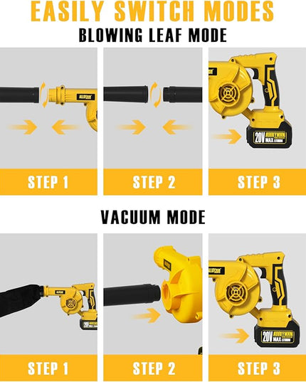 Alloyman Leaf Blower, 20V Cordless Leaf Blower, with 4.0Ah Battery & Charger, 2-in-1 Electric Leaf Blower & Vacuum for Yard Cleaning/Snow Blowing. - LeafyLoom