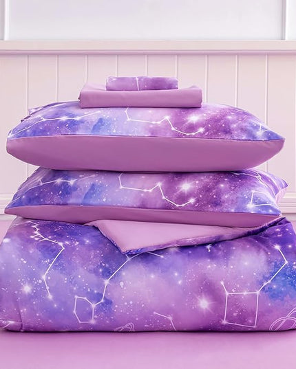 Twin Comforter Set for Girls Galaxy Bedding 7pieces, Ombre Bedding Comforter Sets Rainbow Comforter, Glitter Bedding Twin Teen Comforter Sets for Girls（Multicolor - LeafyLoom