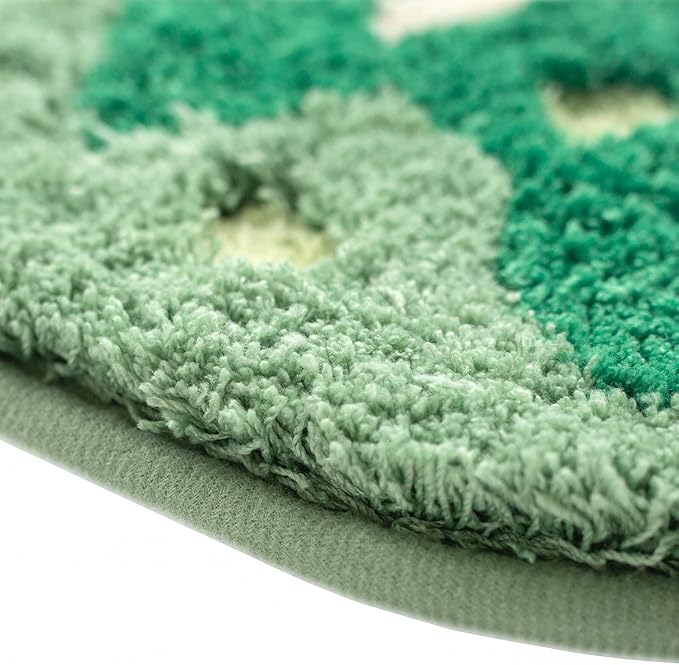 Begonia Non Slip Bath Mat or Kitchen Tufted Rug, Plant Leaf Shaped Kids Pets Floor Mat Carpet, Green, 45.3" x 16.3" - LeafyLoom