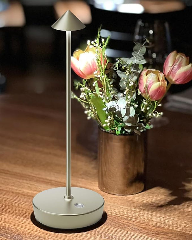 Cordless Table Lamps Rechargeable, 6000mAh Battery Operated LED Desk Lamp Outdoor Waterproof Portable Touch Dimmable Table Night Light for Patio Restaurant Dining Home Set of 2 Silver - LeafyLoom