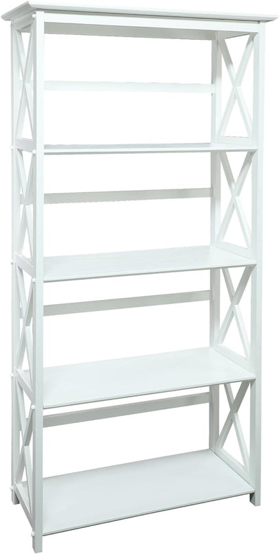 Casual Home Montego Bookcase, 5-Shelf, White,324-51 - LeafyLoom