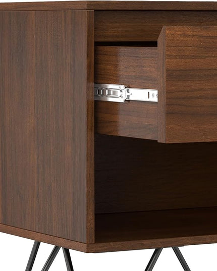 SIMPLIHOME Hunter Nightstand, 20 inch, Walnut - LeafyLoom