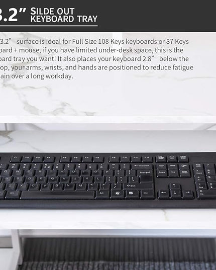TOPSKY Compact Computer Desk with Storage Shelves/Keyboard Tray/Monitor Stand Study Table for Home Office (White marble texture., 46.5 * 19 inch) - LeafyLoom