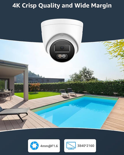 ANNKE 16CH 4K PoE Security Camera System, 12MP H.265+ NVR with 4TB HDD and 8X 4K/8MP IP Wired Cams, AI Human Vehicle Detection, Spotlight Color Night Vision, Built-in Mic, Compatible with Alexa ANNKE
