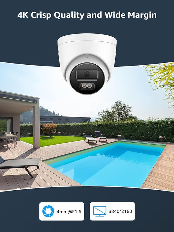 ANNKE 16CH 4K PoE Security Camera System, 12MP H.265+ NVR with 4TB HDD and 8X 4K/8MP IP Wired Cams, AI Human Vehicle Detection, Spotlight Color Night Vision, Built-in Mic, Compatible with Alexa ANNKE