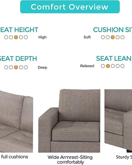 Ottoman&Cup Living Room Furniture Sets,Sectional Corner Sofa L-shape Couch Saving with Storage Ottoman & Cup Holders Design for Large Space Dorm Apartment, Brown F - LeafyLoom