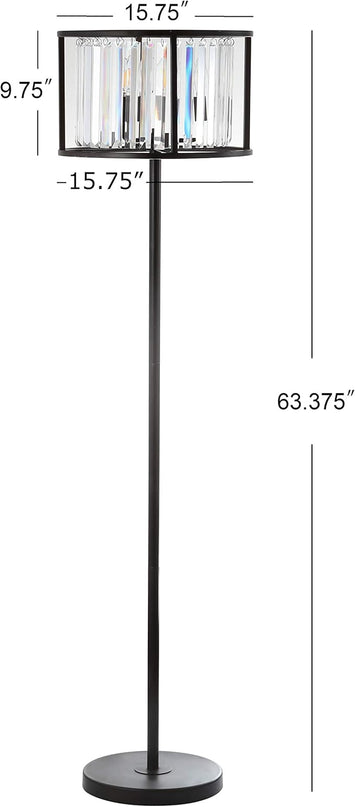JONATHAN Y JYL9054A Bevin 63" Metal/Crystal LED Floor Lamp, Glam, Contemporary, Modern, Elegant, Office, Living Room, Family Room, Dining Room, Bedroom, Hallway, Foyer, Oil Rubbed Bronze/Crystal - LeafyLoom