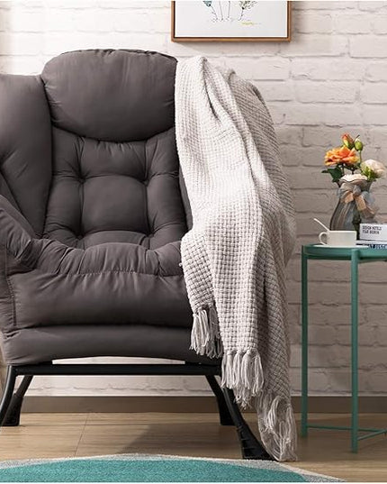 HollyHOME Modern Fabric Extra-Large Lazy Chair, Accent Oversized Comfy Reading Chair, Thick Padded Cozy Lounge Chair with Armrest, Leisure Sofa Chair for Living Room, Bedroom, Dorm, Dark Grey - LeafyLoom