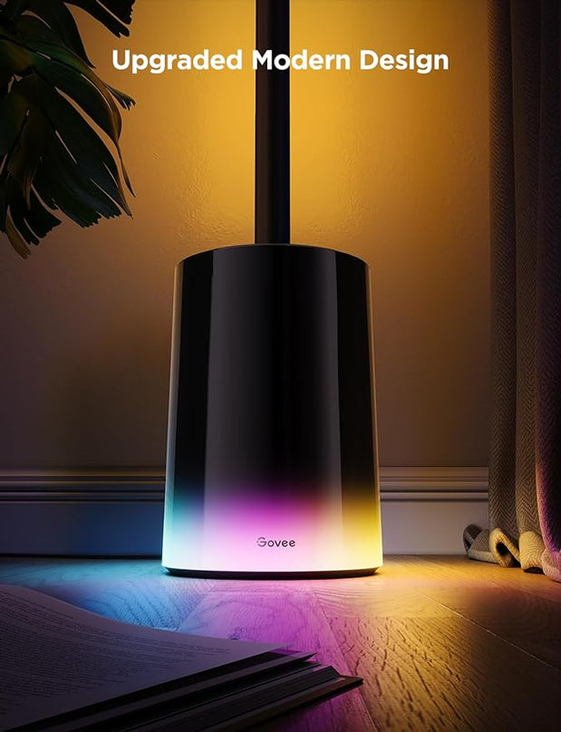 Govee Floor Lamp 2 with Matter, RGBIC Warm Cool White LED Floor Lamp Works with Alexa, 1725lm Corner Floor Lamp with Music Sync, Scene Modes, Smart Floor Lamp for Bedroom, Living Room, Studio, Black - LeafyLoom