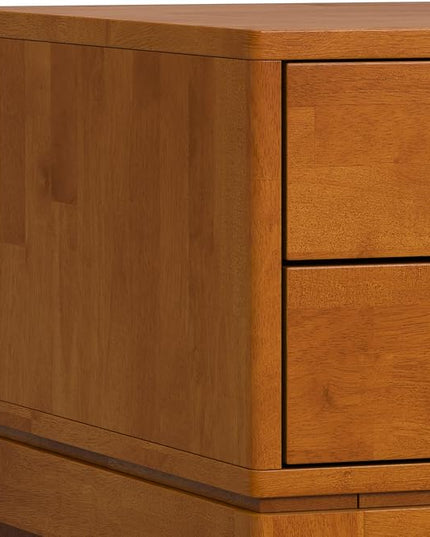 SIMPLIHOME Harper SOLID HARDWOOD Wide Square Contemporary End Table for The Living Room and Bedroom, 22 inch, Teak Brown - LeafyLoom
