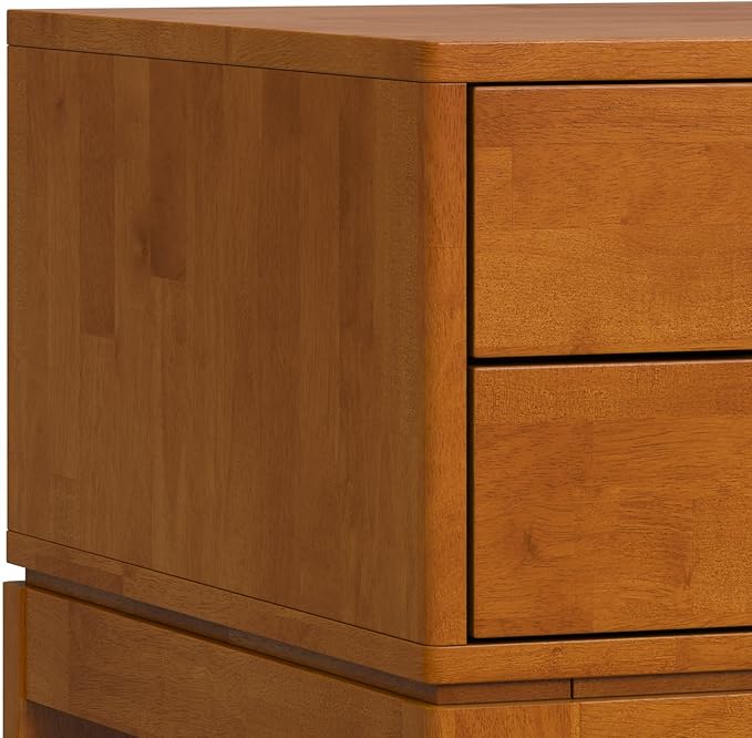 SIMPLIHOME Harper SOLID HARDWOOD Wide Square Contemporary End Table for The Living Room and Bedroom, 22 inch, Teak Brown - LeafyLoom