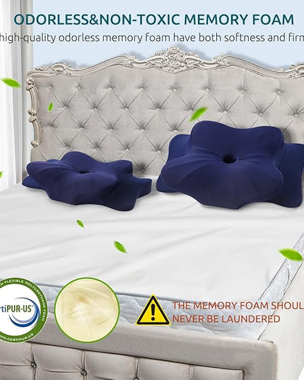DONAMA Cervical Pillow for Neck and Shoulder,Contour Memory Foam Pillow,Ergonomic Neck Support Pillow for Side Back Stomach Sleepers with Pillowcase - LeafyLoom