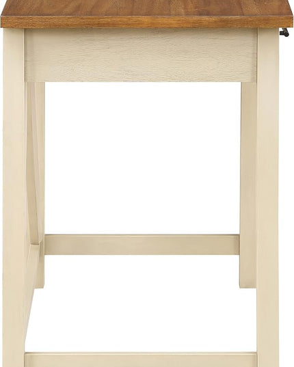OSP Home Furnishings Milford Rustic 42 Inch Writing Desk with 2 Drawers and Burnished Decorative Hardware, Antique White - LeafyLoom