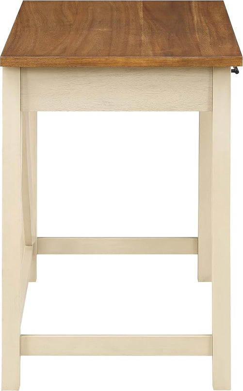 OSP Home Furnishings Milford Rustic 42 Inch Writing Desk with 2 Drawers and Burnished Decorative Hardware, Antique White - LeafyLoom