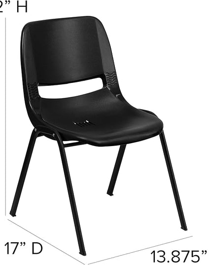 Flash Furniture HERCULES Series 440 lb. Capacity Kid's Black Ergonomic Shell Stack Chair with Black Frame and 12" Seat Height, Set of 1 - LeafyLoom