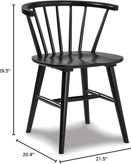 Signature Design by Ashley Otaska Modern Farmhouse Spindle Dining Chair, Set of 2, Black - LeafyLoom