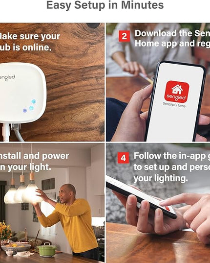 Sengled Smart Light Bulb Starter Kit, Smart Bulbs that Work with Alexa, Google Home, Color Changing Light Bulb, Alexa Light Bulbs, A19 E26 Dimmable Bulbs 800LM, 8.6W (60W Equivalent), 2 Pack with Hub Sengled