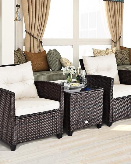 3 PCS Patio Furniture Set, OneSize, White - LeafyLoom