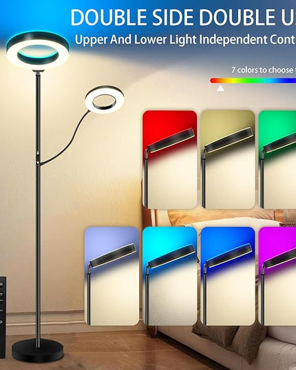 Floor Lamp for Living Room with 3 Color Temperatures,Super Bright Dimmable LED Lamps, Standing Lamp Tall with Remote Push Button, Adjustable Gooseneck Reading Lamp for Bedroom Office - LeafyLoom