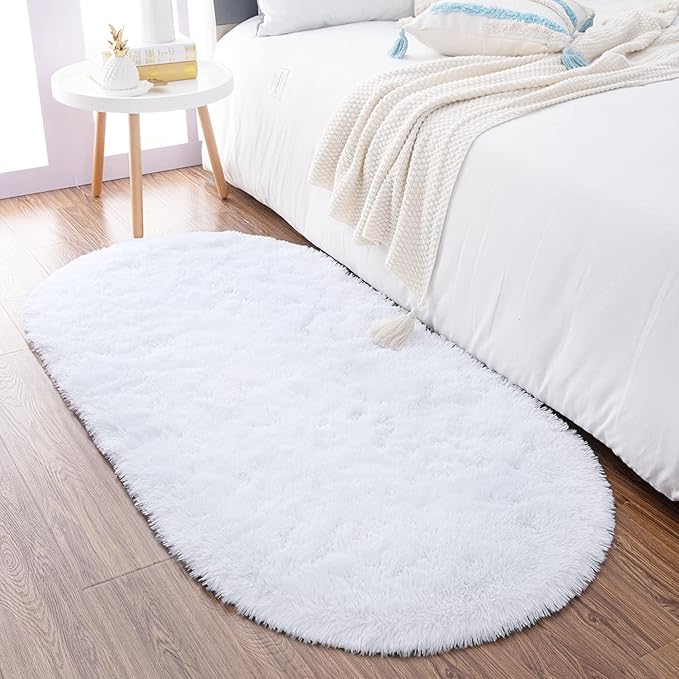 Noahas Ultra Soft Fluffy Bedroom Rugs Kids Room Carpet Modern Shaggy Area Rugs Home Decor 2.6' X 5.3', White - LeafyLoom