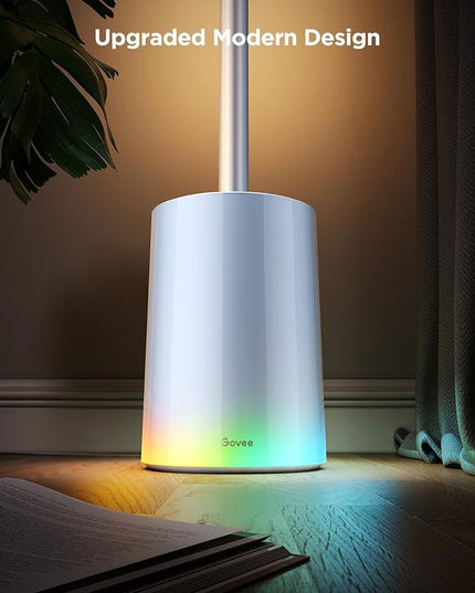 Govee Floor Lamp 2 with Matter, RGBIC Warm Cool White LED Floor Lamp Works with Alexa, 1725lm Corner Floor Lamp with Music Sync, Scene Modes, Smart Floor Lamp for Bedroom, Living Room, Studio, Silver - LeafyLoom