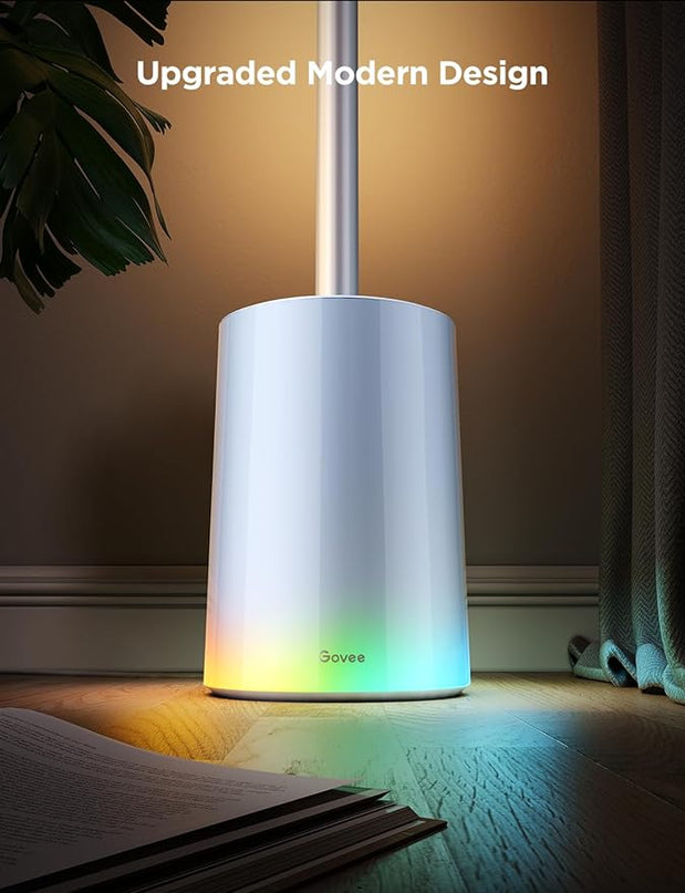 Govee Floor Lamp 2 with Matter, RGBIC Warm Cool White LED Floor Lamp Works with Alexa, 1725lm Corner Floor Lamp with Music Sync, Scene Modes, Smart Floor Lamp for Bedroom, Living Room, Studio, Silver - LeafyLoom