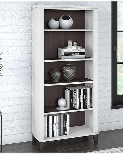 Bush Furniture Somerset 5-Shelf 65-inch H Bookcase, Storm Gray/White (WC81065) - LeafyLoom