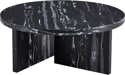 NicBex 31.4Inch Round Dining Table,Mid-Century Modern Kitchen Table with Black and White Patterns Tabletop for 2 to 4,Leisure Coffee Table for Kitchen,Small Space and Living Room,Space-Saving,Black - LeafyLoom