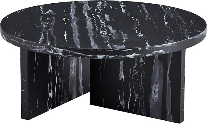 NicBex 31.4Inch Round Dining Table,Mid-Century Modern Kitchen Table with Black and White Patterns Tabletop for 2 to 4,Leisure Coffee Table for Kitchen,Small Space and Living Room,Space-Saving,Black - LeafyLoom
