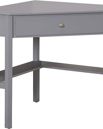 Target Marketing Systems Ellen Corner Desk Drawer and One Storage Shelf for Living Room, Bedroom, or Home Office, Small Computer Table, 42" W x 30" H, Gray - LeafyLoom