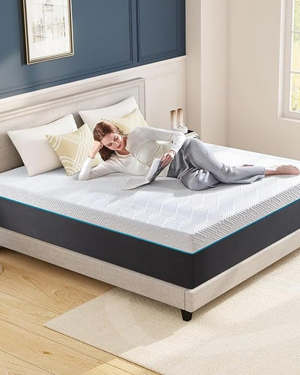 Firm Queen Size Mattress,12-Inch Queen Foam Mattress in Box,Edges Support for Sleep Supportive,60" X 80" X 12" - LeafyLoom