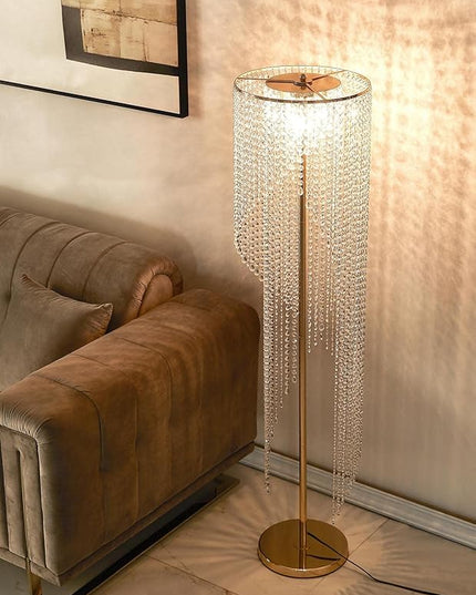 Raindrop Crystal Floor Lamp French Golden - LeafyLoom