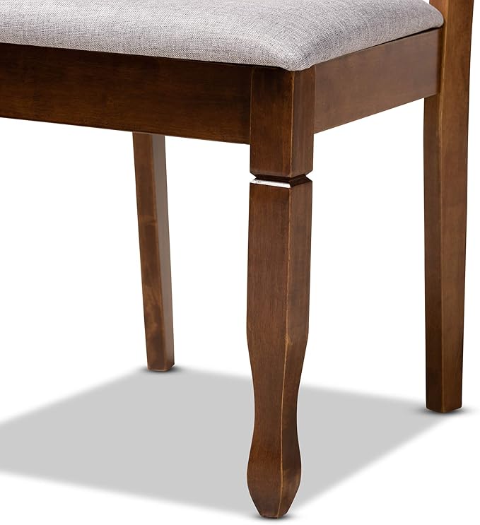 Baxton Studio Mila Modern and Contemporary Grey Fabric Upholstered and Walnut Brown Finished Wood 5-Piece Dining Set - LeafyLoom