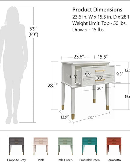 CosmoLiving by Cosmopolitan Westerleigh End Table, White - LeafyLoom