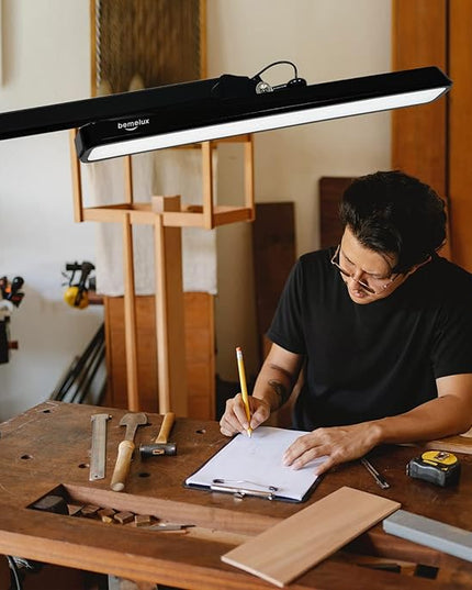 LED Architect Desk Lamp, 2500 Lumens, Dimmable, Metal Swing Arm, 5 Color Temperatures, 30W, Ideal for Task Work, Drafting, Reading, Clamp-on Office Table Lamp with 324 Bright LEDs(Black) - LeafyLoom