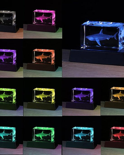 Qianwei 3D Crystals Shark Gifts for Shark lovers,Shark Decor Glass Figurine Shark Jaw Stuff Birthday for Lovers,Keepsake&Paperweight - LeafyLoom