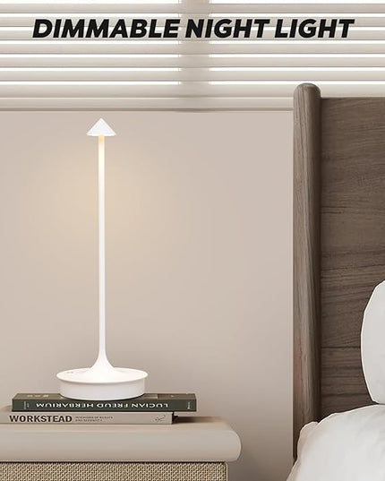 Set of 2 Cordless Table Lamp Rechargeable, Battery Operated Desk Lamp, 4000mAh LED Touch Lamp, Dimmable Portable Outdoor Waterproof Wireless Table Light for Restaurants/Bars/Outdoor(White) - LeafyLoom