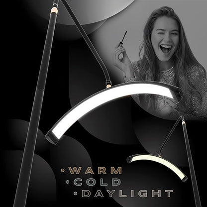 LED Floor Light, Half Moon Lamp for Lash Extension, Lighting for Beauty, Skincare, Lashes, Eyebrows, Filming Content Creation-Modern Black - LeafyLoom