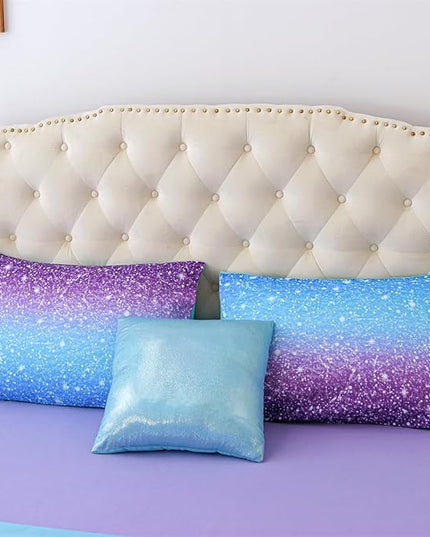 A Nice Night Girls Comforter Set Full Size 6 Piece Bed in A Bag 3D Colorful Sparkle Galaxy Rainbow Bedding Comforter Sheet Sets for Kids,BluePurple - LeafyLoom