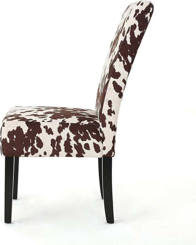 Christopher Knight Home Evelyn Contemporary Velvet Dining Chairs (Set of 4), Milk cow, Espresso - LeafyLoom